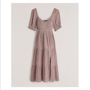 A&F short sleeve smocked midi dress